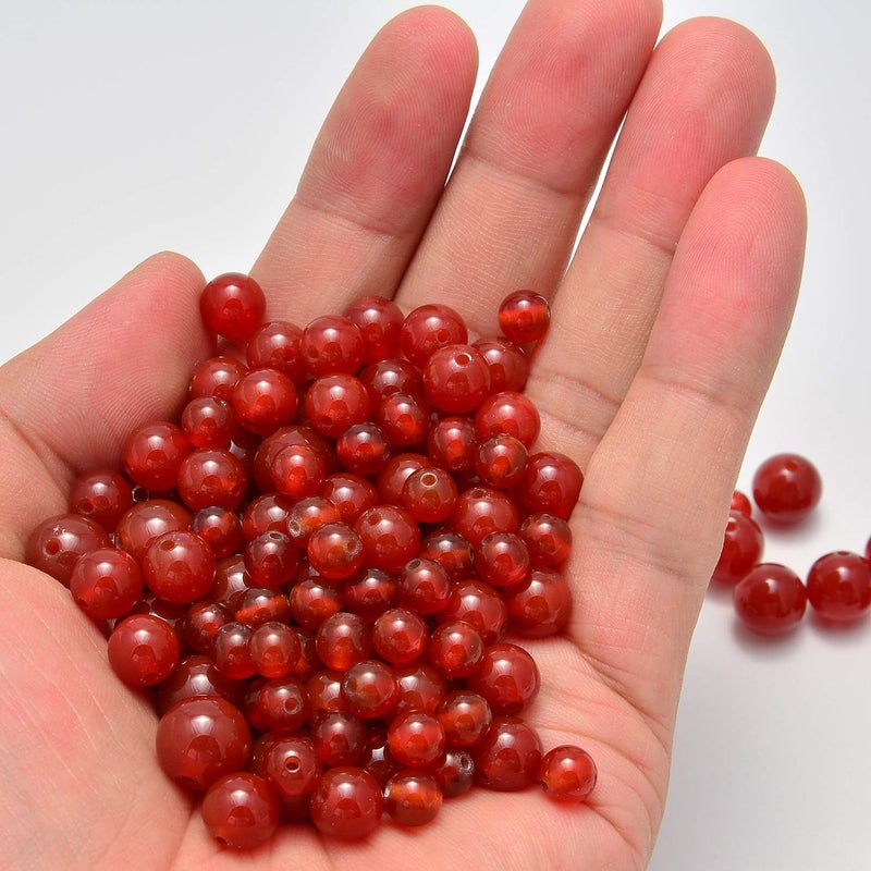 NCB 200PCS 8mm Gorgeous Natural Carnelian Gemstone Smooth Round Loose Beads for Jewelry Making (Carnelian, 8mm 200Beads) - Image 4